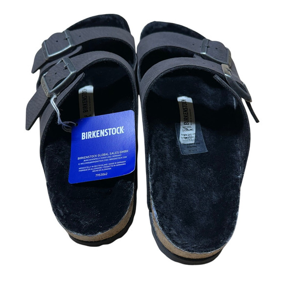 Birkenstock Arizona BS Desert Dust Black Shearling Sandals Mens 9 Womens 11 New Arizona Shearling Synthetics in Color Desert Dust Black  main image 3